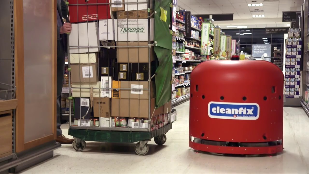 A cleaning robot navigating around an obstacle